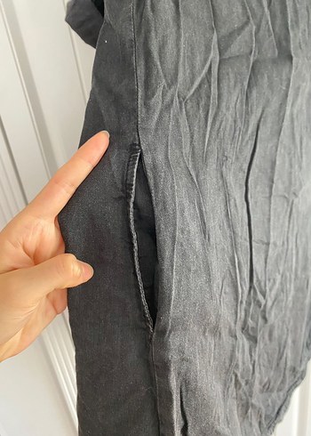 Siyah Denim Gömlek Elbise - Görsel 7