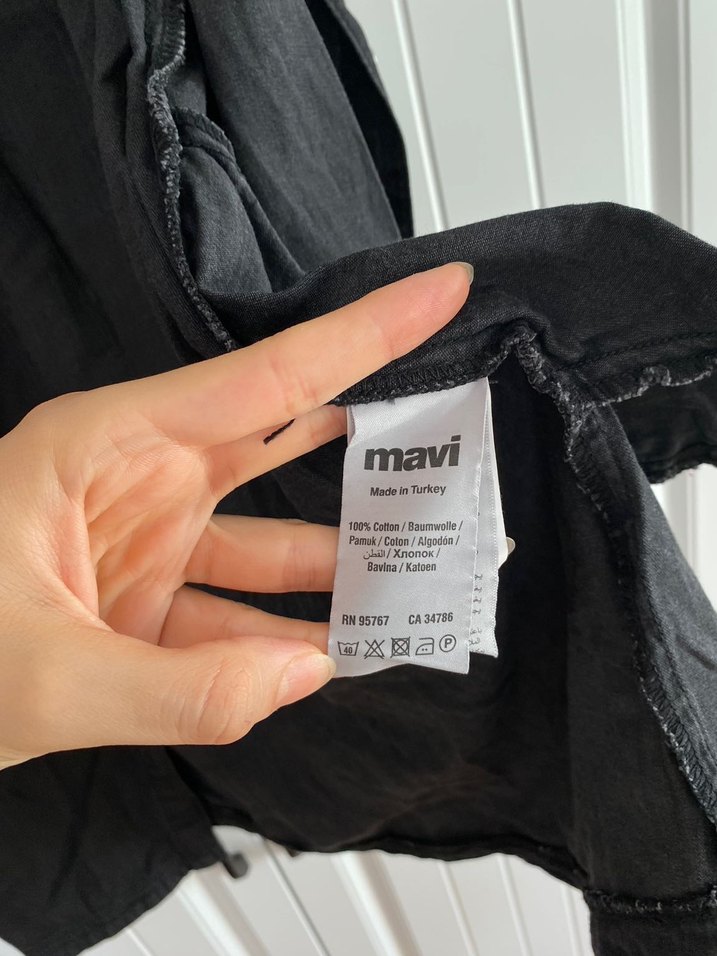 Siyah Denim Gömlek Elbise - Görsel 4