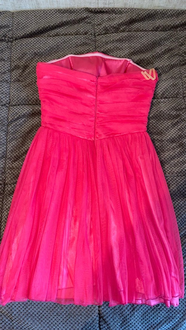 Pembe Straplez Pilili Elbise - Görsel 3