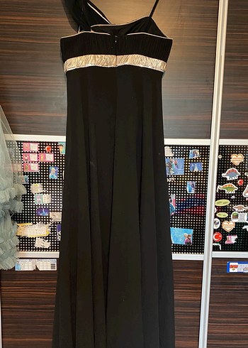 Siyah Omuz Detaylı Uzun Abiye Elbise - Görsel 2