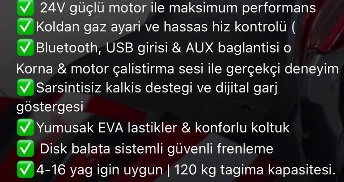 Kırmızı Elektrikli Çocuk Motosikleti - Görsel 5