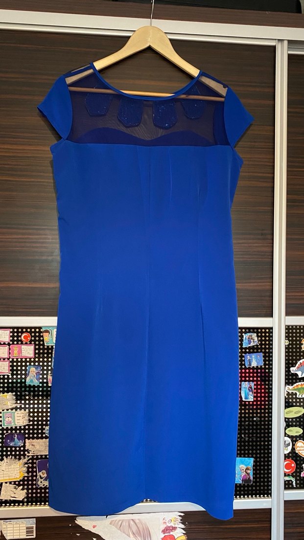 İşlemeli Mavi Abiye Elbise - Görsel 2