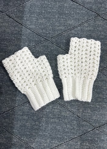 Beyaz Örgü Bohem Kadın Eldiveni - Görsel 2