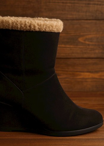 Süet Kürklü Dolgu Topuk Kadın Bot - Görsel 2