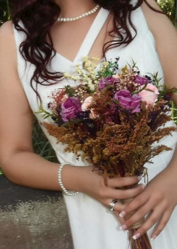 40 Beden beyaz Renk Beyaz Uzun Askılı Gelinlik -Nikah-Dış çekim