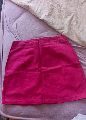 36 Beden Düğmeli Pembe Mini Etek