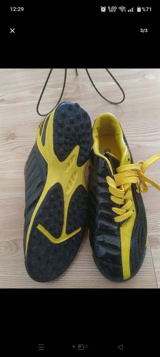 Sarı Siyah Erkek Futbol Ayakkabısı Velcro - Görsel 3