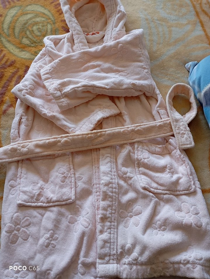 Pembe Nakışlı Kız Çocuk Bornozu - Özdilek - Görsel 3