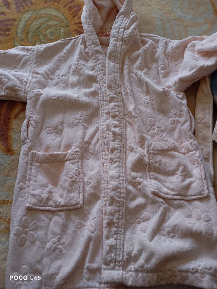 Pembe Nakışlı Kız Çocuk Bornozu - Özdilek - Görsel 4