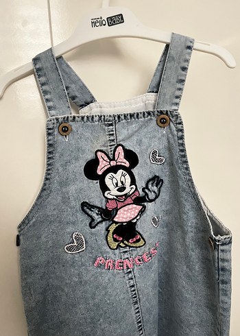 5 Yaş Beden Minnie Baskılı Kız Denim Elbise