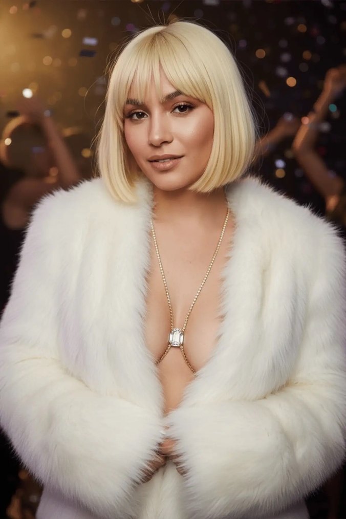 Leopar Desenli Kürklü Altın Renkli Vücut Zinciri - Görsel 2