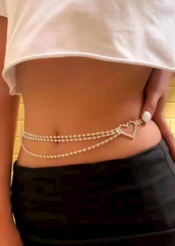 Gri Zincir Detaylı Avant-Garde Vücut Zinciri - Görsel 2