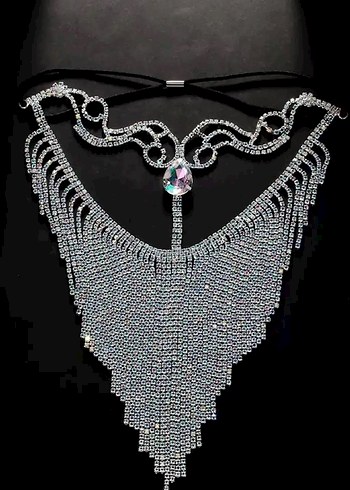 Gümüş Renk Hologram Taş Detaylı Dansöz Maskesi - Görsel 2