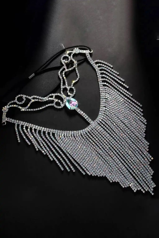 Gümüş Renk Hologram Taş Detaylı Dansöz Maskesi - Görsel 3