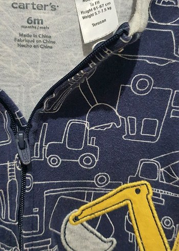 Carter's fermuarlı Uzun Kollu Erkek Bebek Tulum - Görsel 3