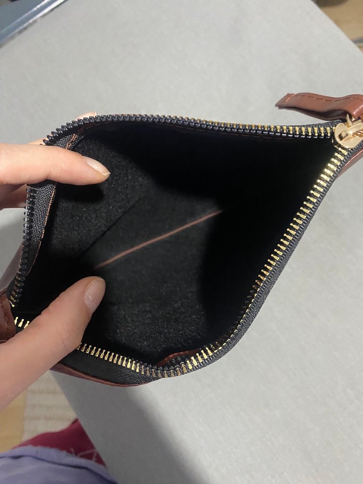 Deri Fermuarlı El Çantası makyaj çantası - Görsel 3