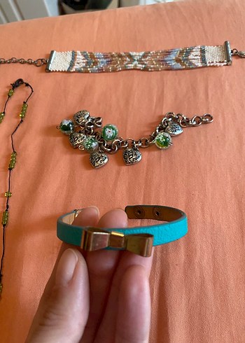 Turkuaz yeşil İşlemeli Bohem Boncuklu Takı Seti - Görsel 2