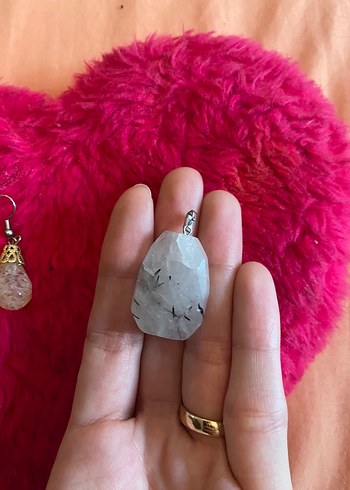 Doğal taş kolye ucu be küpe - Görsel 2