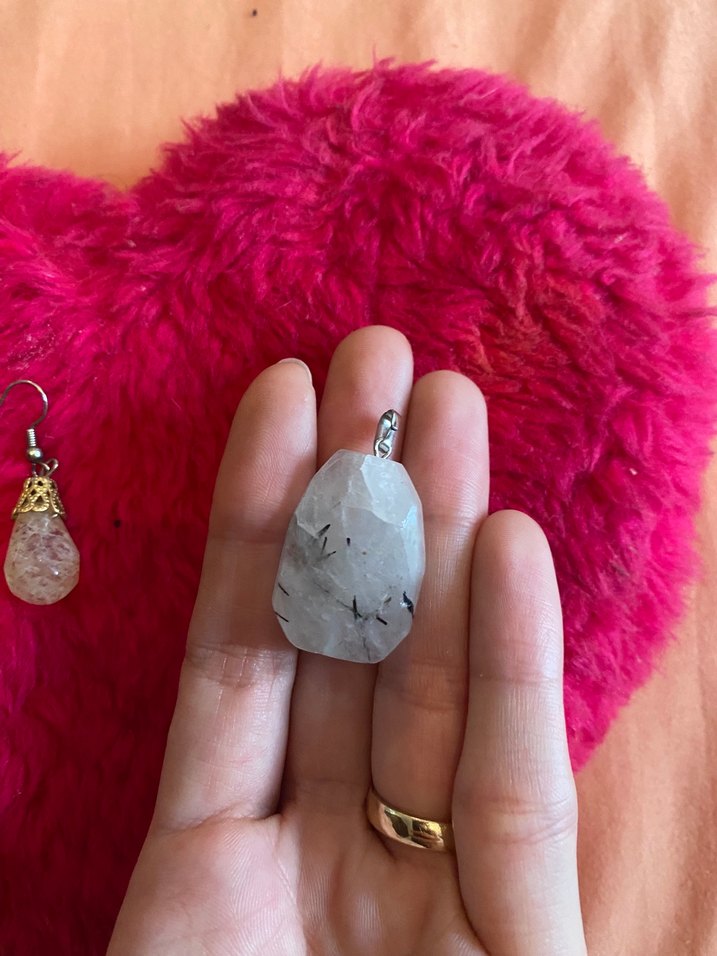 Doğal taş kolye ucu be küpe - Görsel 2