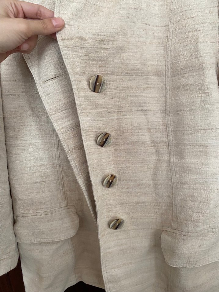 Bej Keten Kadın Blazer Ceket - Görsel 2