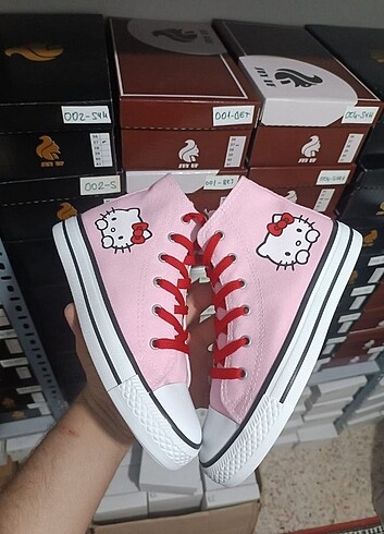 38 Beden pembe Renk Converse hello kity baskılı ayakkabı