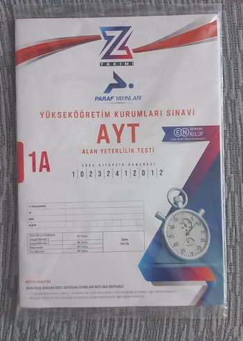 Paraf Yayınları AYT Alan Yeterlilik Testi 1A