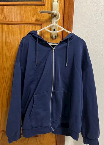 Kapüşonlu Fermuarlı Lacivert Sweatshirt