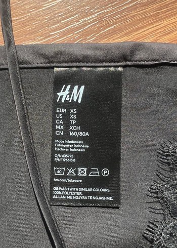 xs Beden siyah Renk H&M dantelli saten askılı üst XS beden