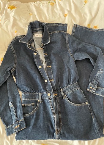 Zara Kadın Lacivert Denim Tulum - Görsel 2