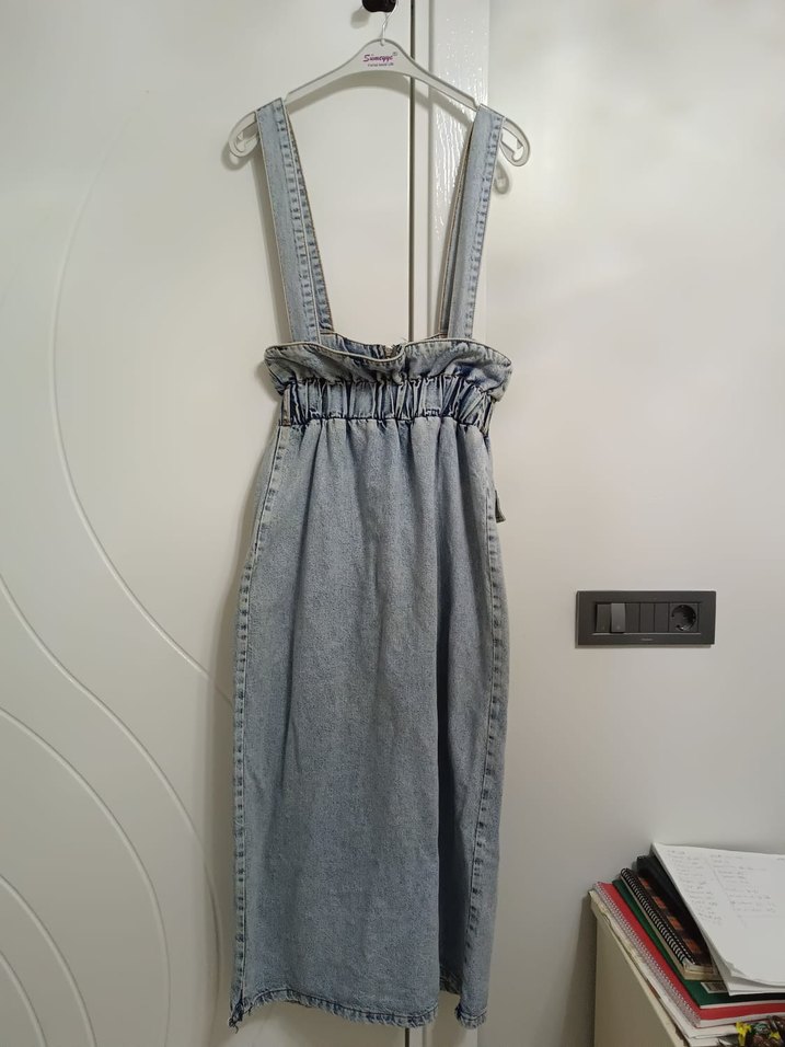 Kadın Kot Uzun Salopet - Görsel 5