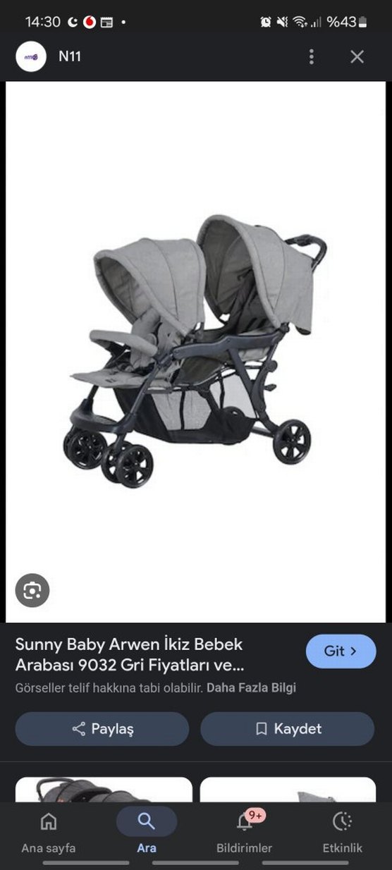 Gri Çiftli Bebek Arabası - Görsel 5