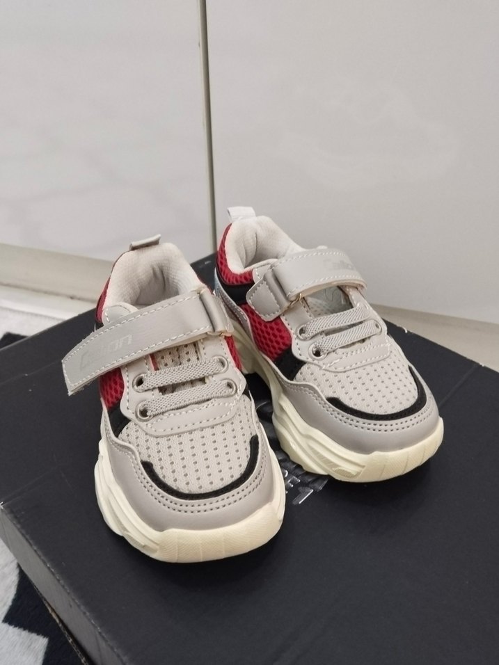 Gri Erkek Çocuk Spor Ayakkabısı Velcro - Görsel 2