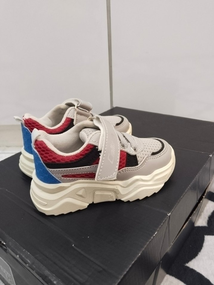 Gri Erkek Çocuk Spor Ayakkabısı Velcro - Görsel 5