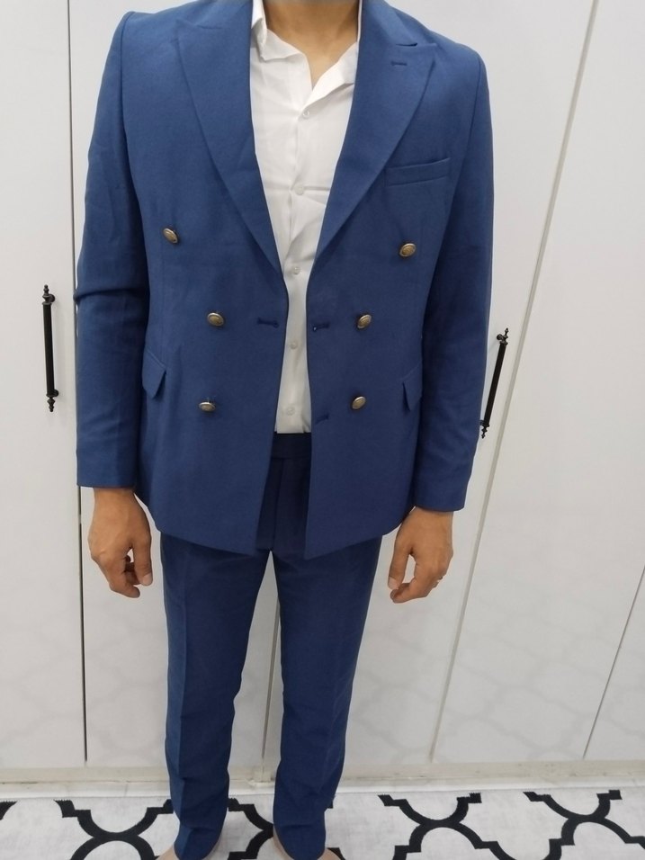 Klasik Lacivert İki Düğmeli Erkek Takım Elbise - Görsel 2