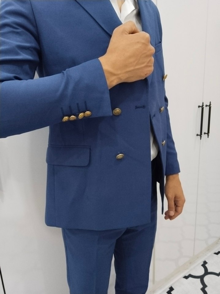 Klasik Lacivert İki Düğmeli Erkek Takım Elbise - Görsel 3