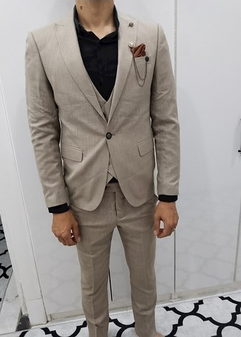 Bej Regular Fit Erkek Takım Elbise