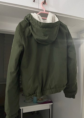 Kadın Yeşil Fermuarlı Kapüşonlu Ceket - Görsel 3
