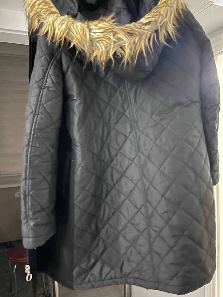 Düğmeli Siyah Deri Midi Kadın mont - Görsel 2