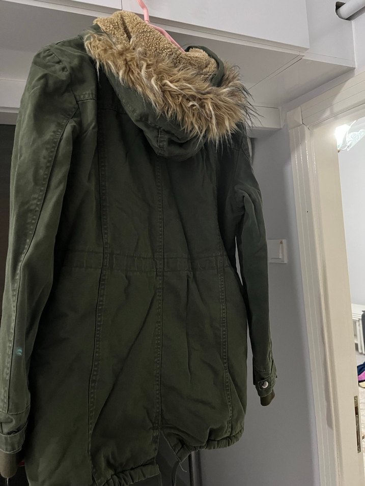 Kadın Haki Midi Boy Düğmeli mont - Görsel 2