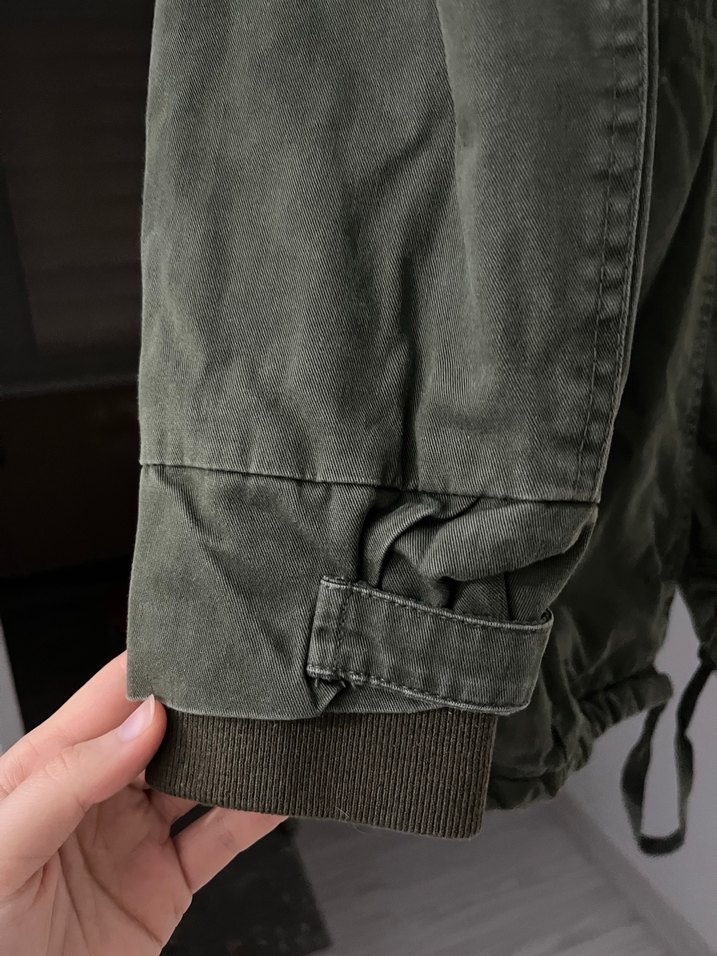 Kadın Haki Midi Boy Düğmeli mont - Görsel 3