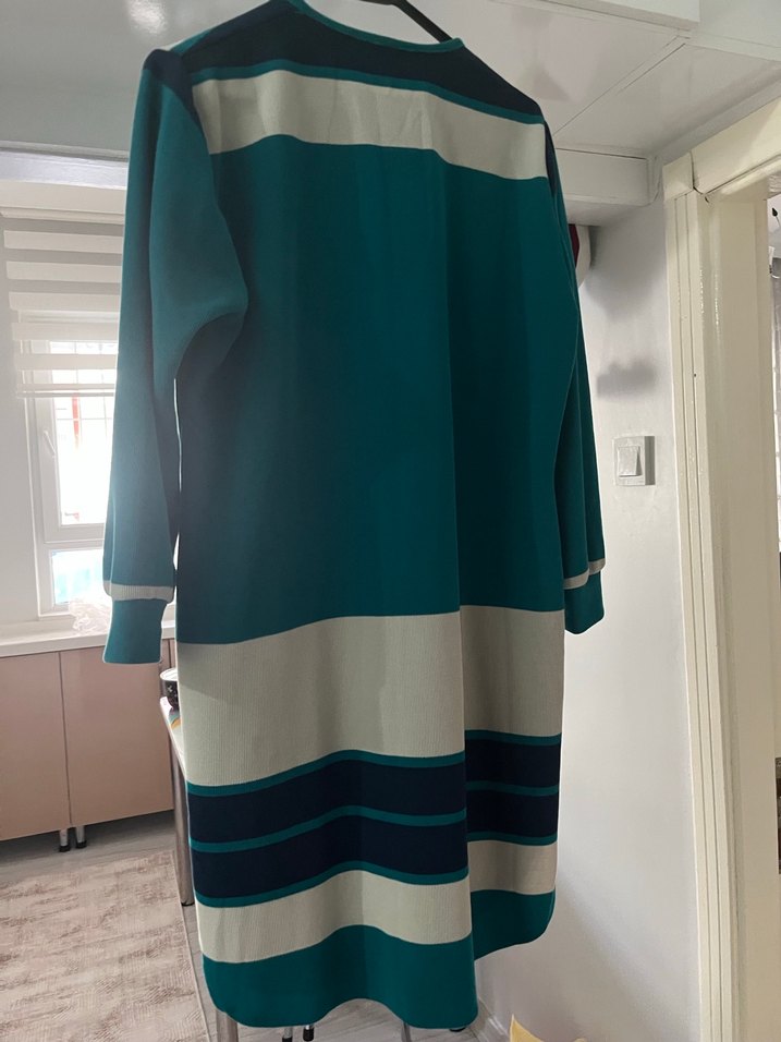 Uzun Kesim Turkuaz Gri  Tunik - Görsel 2