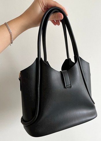 Siyah Deri Kadın Omuz Çantası - Görsel 2