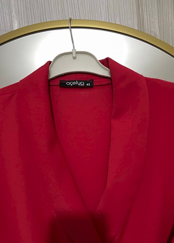 Kırmızı Salaş Midi Hamile Kaban - Görsel 2