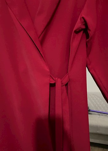 Kırmızı Salaş Midi Hamile Kaban - Görsel 3