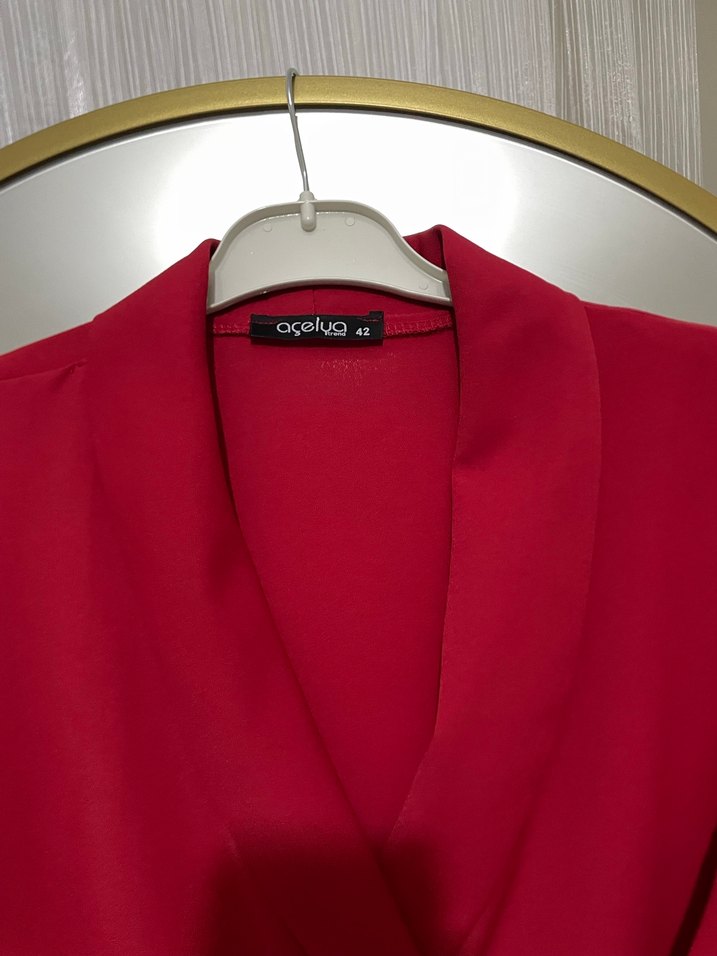 Kırmızı Salaş Midi Hamile Kaban - Görsel 2