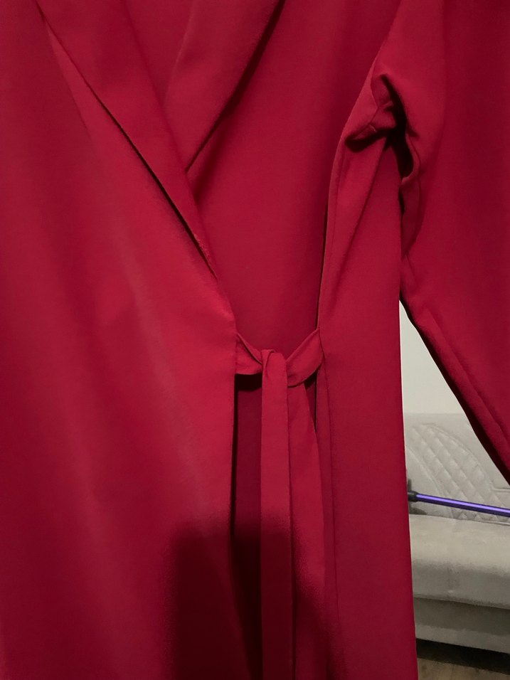 Kırmızı Salaş Midi Hamile Kaban - Görsel 3