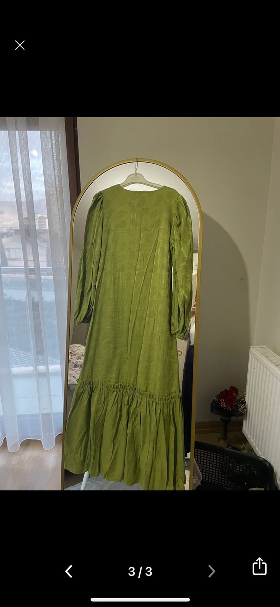 Yüksek Yakalı Kadın Süet Uzun Elbise - Görsel 4