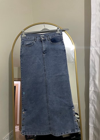 Kadın Mavi Kot Uzun Etek - Görsel 2