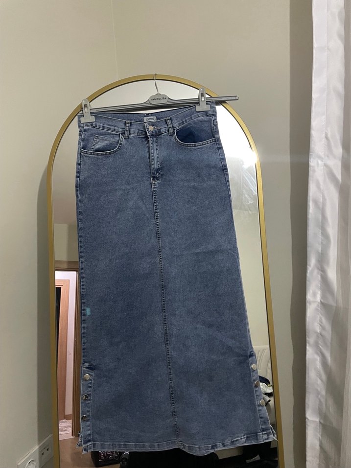 Kadın Mavi Kot Uzun Etek - Görsel 2