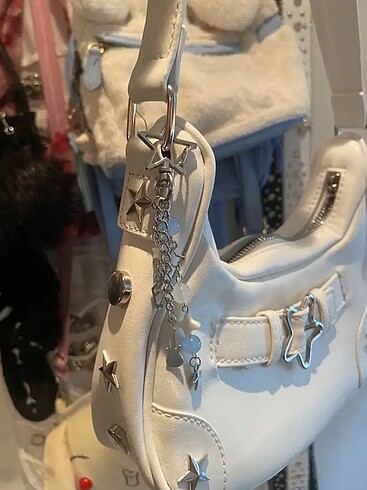 Zara beyaz astarlı retro omuz çantası y2k vintage